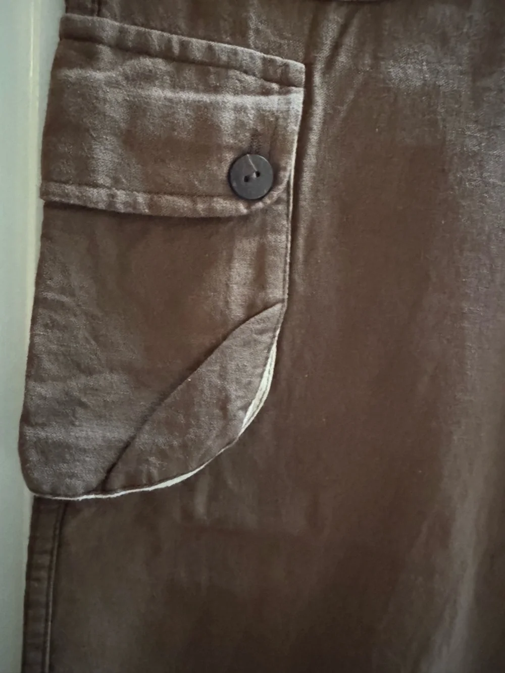 Kathmandu Imports Embroidered Sun Pocket Brown Cargo Cropped Pants Womens Medium - Picture 5 of 16